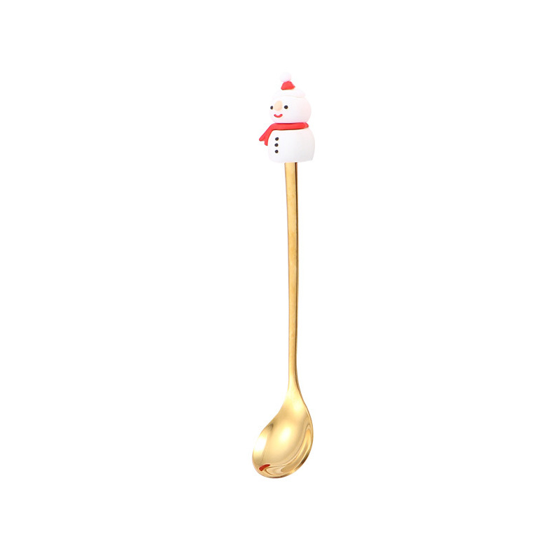 Cuchara transfronteriza de acero inoxidable Santa Claus árbol cuchara de café postre tenedor de fruta muñeca cuchara tenedor vajilla juego de regalo image 37
