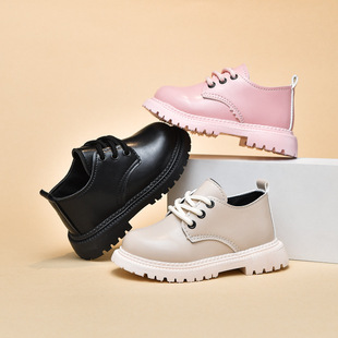 Children's Leather Shoes Performance Shoes 2025 Spring New British Style Lace-Up Shoes for Young Boys and Girls with Anti-Slip Soles