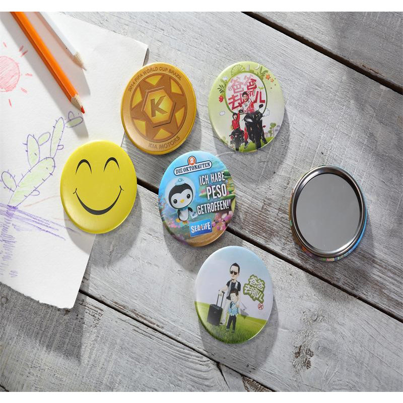 厂家生产58MM镜子徽章空白耗材金属镜子胸章材料100套代发批发