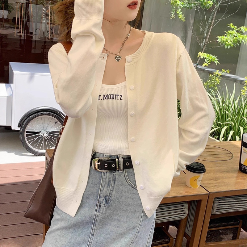 Long-Sleeved Sweater Jacket for Women, New Korean Style, Loose and Slim, Outer Sweater Cardigan Top