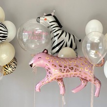 豹子 大象 卡通动物圆形铝膜球空气球派对用品儿童生日装饰宝宝
