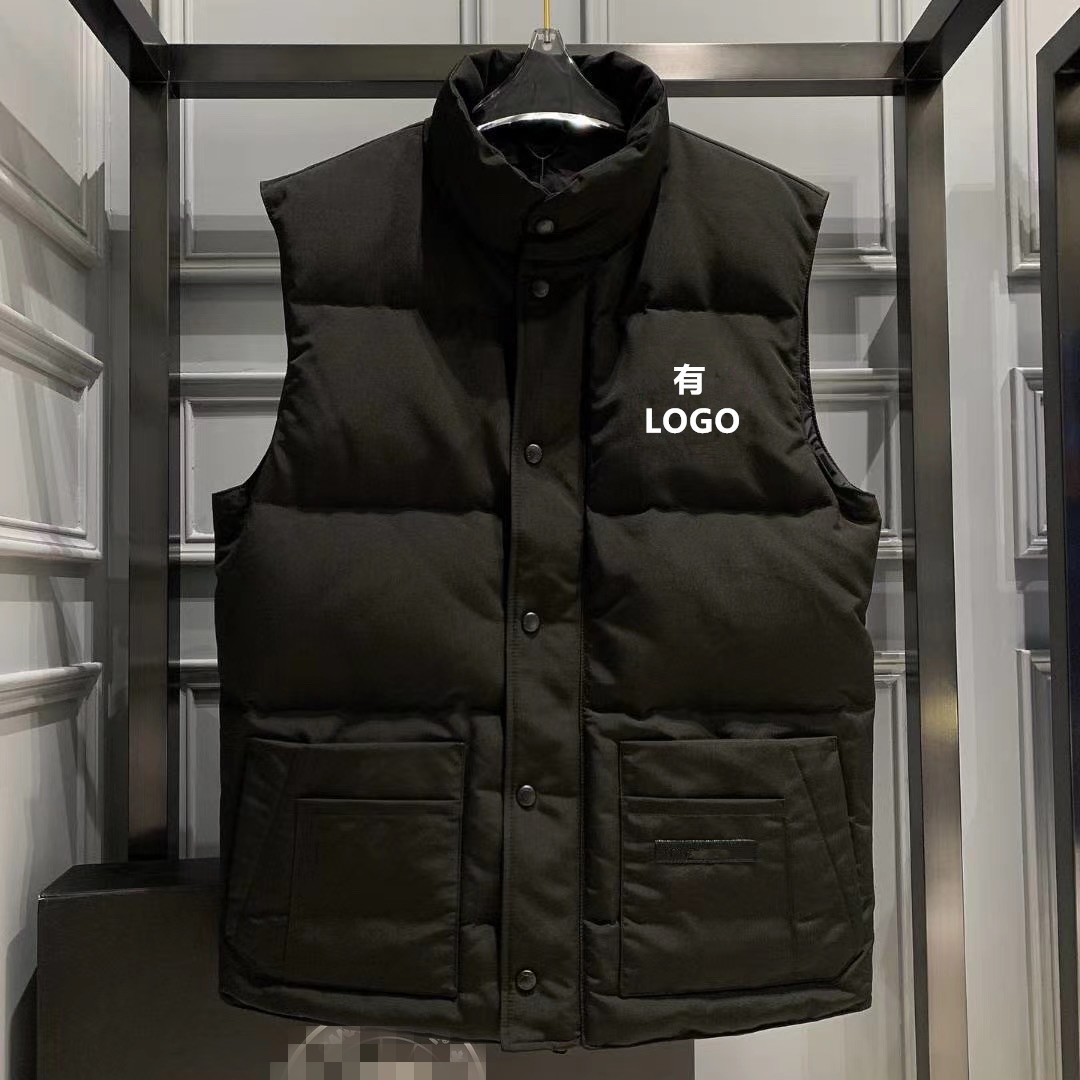 跨境大鹅刺绣羽绒马甲男女士背心加拿大羽绒服冬季坎肩加厚外套潮