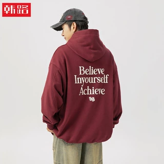 定制/Custom 重磅美式复古连帽卫衣男秋季款情侣宽松发泡印花帽衫