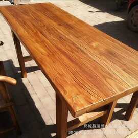 新中式实木茶桌椅老榆木茶桌马蹄桌简约功夫茶台餐桌椅组合图片色