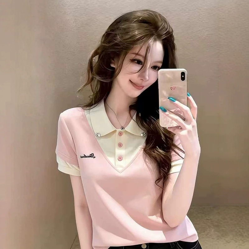 2026 Summer Fake Two-Piece Polo Shirt, Regular Shoulder Short-Sleeve T-Shirt for Women, Summer V-Neck Short Fashion Stylish Top for Women 2026 Summer Fake Two-Piece Polo Shirt, Regular Shoulder Short-Sleeve T-Shirt for Women, Summer V-Neck Short Fashion Stylish Top for Women