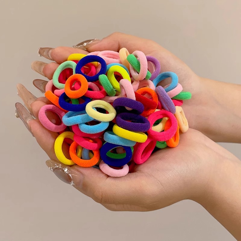 Anillo de cabello para niños de alta elasticidad para chicas de cola de caballo banda de goma trenzada cabello no lesionado cabello de bebé cuerda de cabeza red de cabello rojo cubierta de cuero