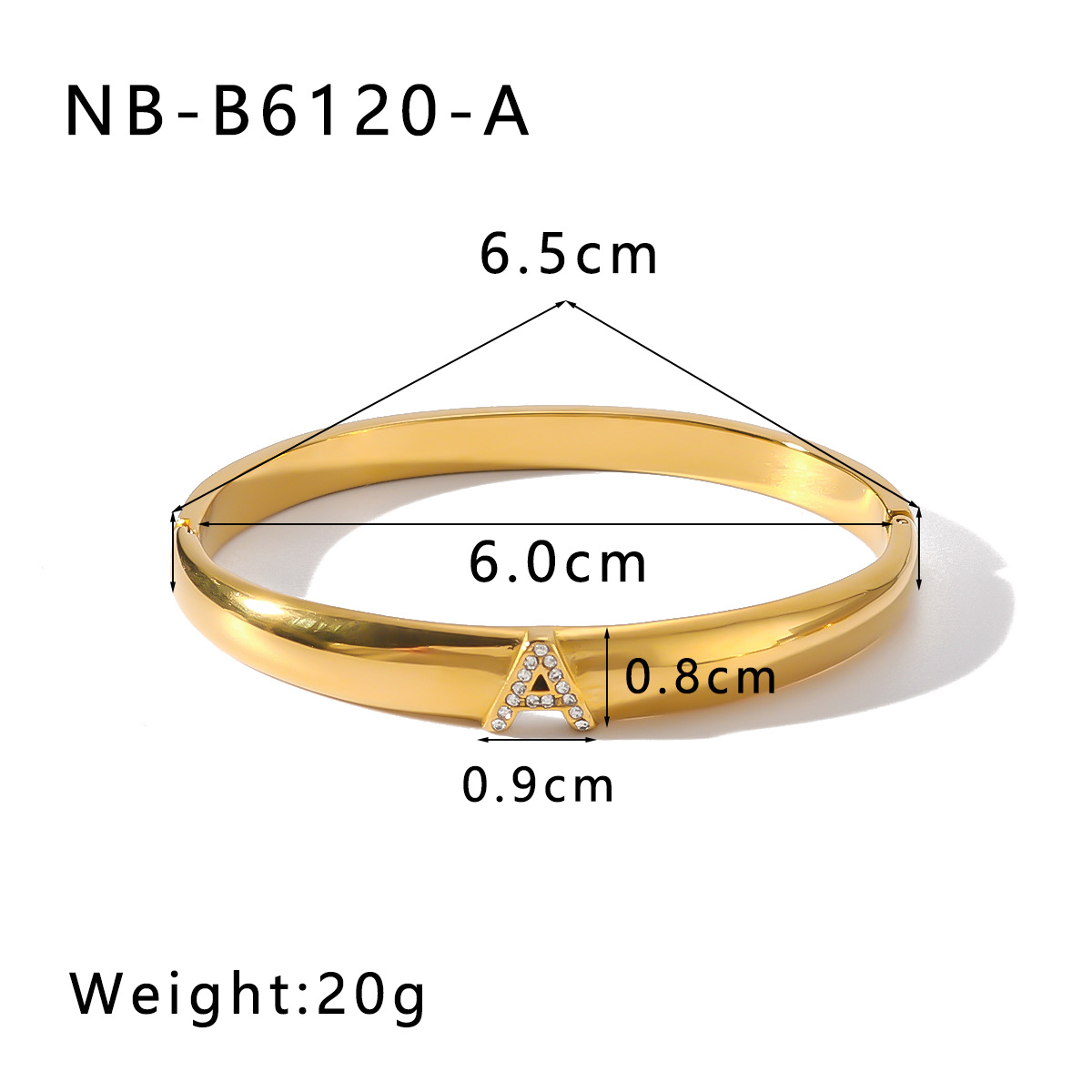 1 Piece Quantity IG Style Simple Style Letter 304 Stainless Steel 18K Gold Plated Zircon Bangle In Bulk