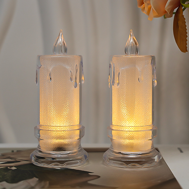 Nueva transparente lágrimas con base simulación LED velas electrónicas ins viento luminoso creativo cumpleaños Decoración Luz de la noche