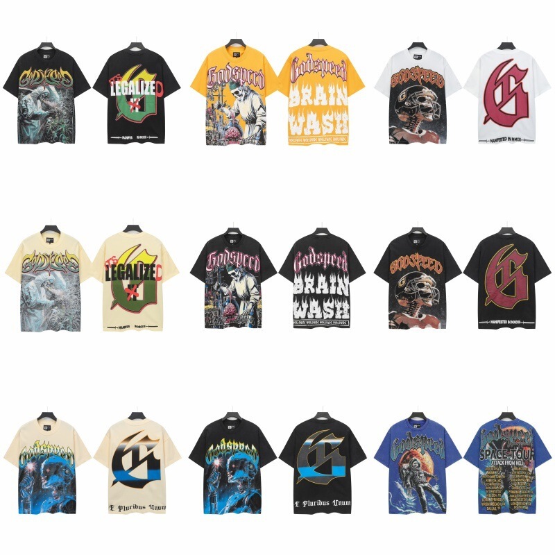 High-Quality Cross-Border American Fashion Rock Band High Street Punk Style Skull Print Heavy-Weight Double Yarn Cotton Short-Sleeve T-Shirt High-Quality Cross-Border American Fashion Rock Band High Street Punk Style Skull Print Heavy-Weight Double Yarn Cotton Short-Sleeve T-Shirt