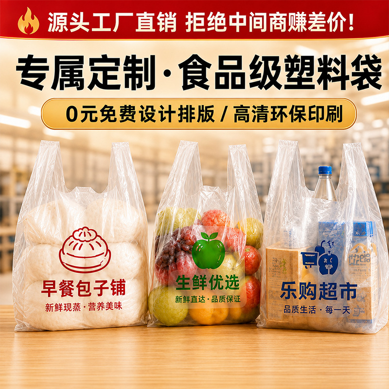 Customized Plastic Bags, Tote Bags, Logo Supermarket Shopping Bags, Takeaway Packaging Bags, Fruit Shop Convenience Bags, Made to Order