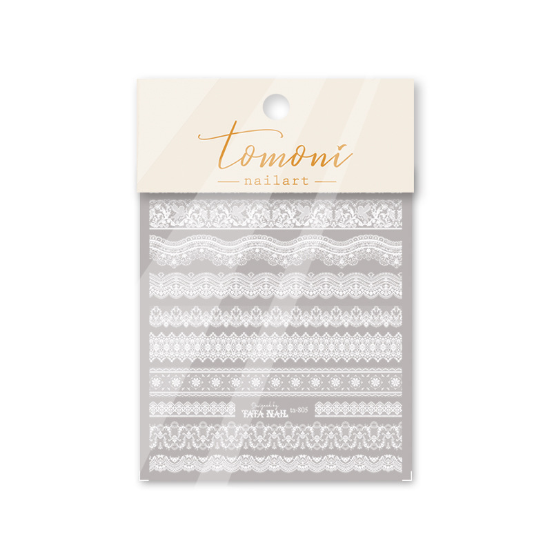 2021 temporada de bodas japonés ins pegatinas de encaje de uñas en blanco y negro nupcial de uñas boda ultrafina con adhesivos de lujo adhesivos