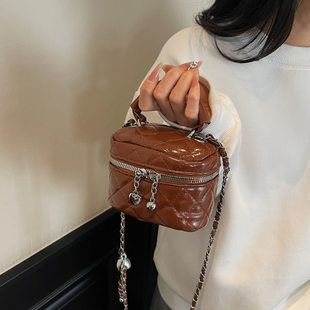 (Cross-border trading), demi-season small shoulder bag, white handheld purse with diamond pattern, high-quality style, chain bag