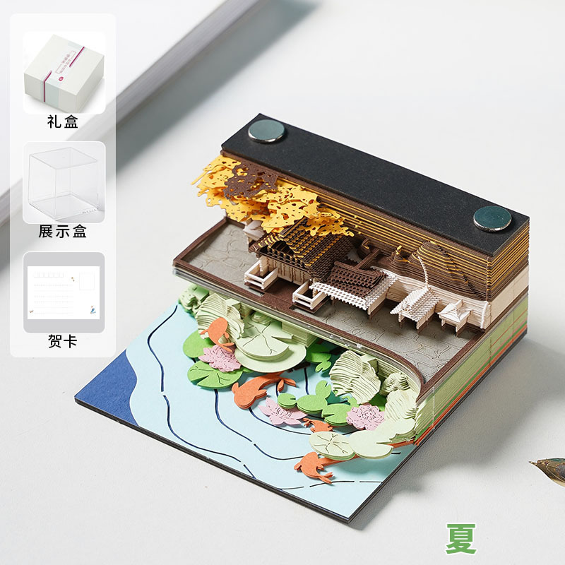 [超美しい] 3D 立体付箋紙彫刻モデルメモ帳手引き文化的および創造的なカレンダー創造的な付箋装飾品|undefined