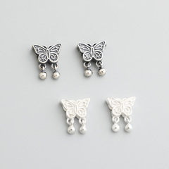 s925純銀泰銀唯美蝴蝶隔珠DIY手工編繩手鍊項鍊配件掛件飾品材料