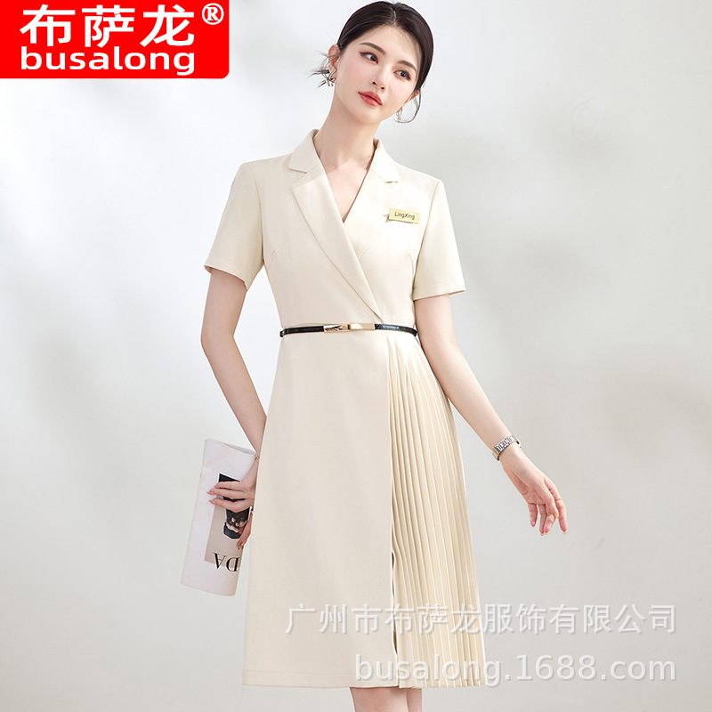 2026 New Style Dress Women's Short-Sleeved Off-Shoulder Professional Dress Interview Work Clothing Factory Wholesale 6623