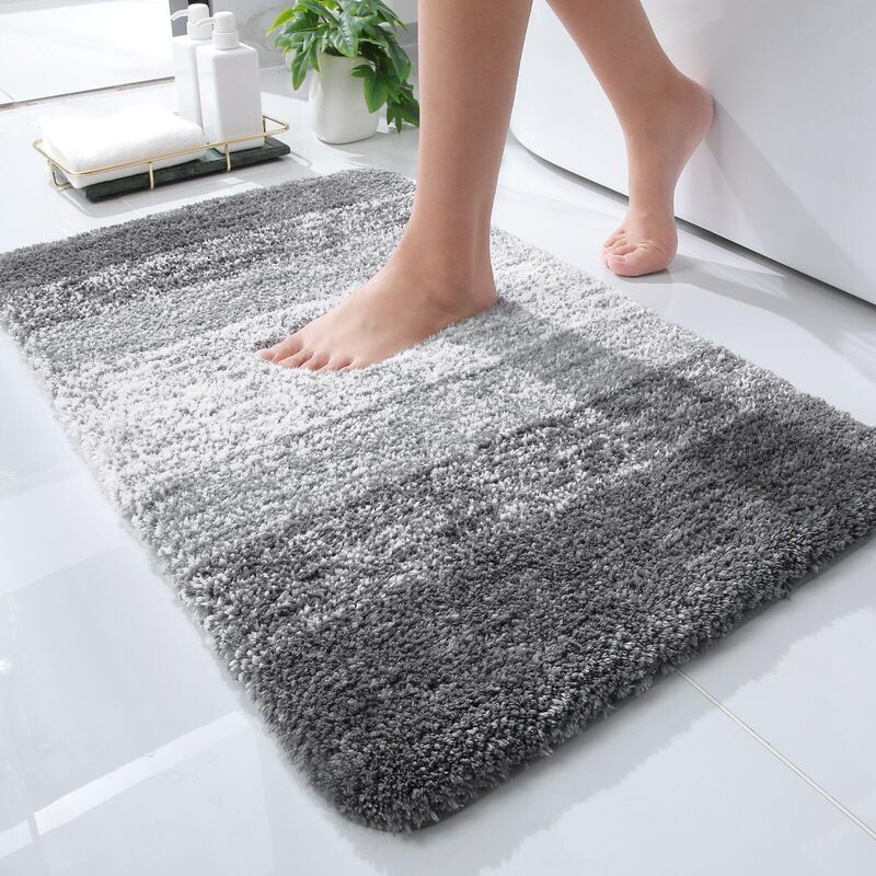 Bathroom carpet mat soft absorbent fiber non-slip backing machine washable bath mat floor bathtub home decoration accessories