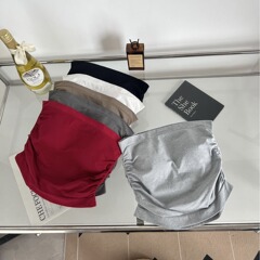 White pleated suspender vest for women in summer with breast pad sweet hot girl wearing slim and beautiful back sleeveless top pure desire