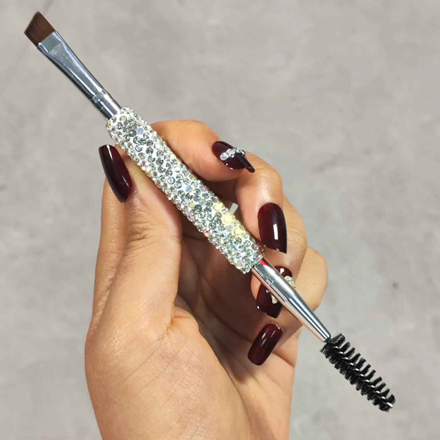 Алмазная щетка для бровей Спиральная щетка с двумя головками скошенная плоская головка для ресниц