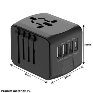 Multi-country universal socket travel charger 3USB TypeC multi-function conversion plug travel charger