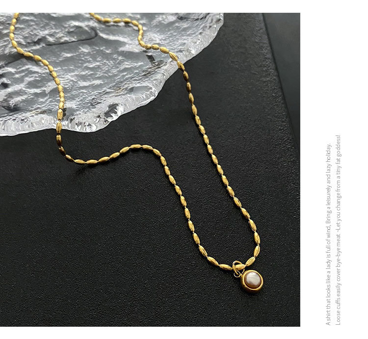 Real Gold Plated Plating Material 304 Stainless Steel Pendant Material Vacuum Plating Real Gold Plated 18K Gold Gold Plating Round 304 Stainless Steel Glam Waterproof Non Tarnish Titanium Steel Pendant Necklace