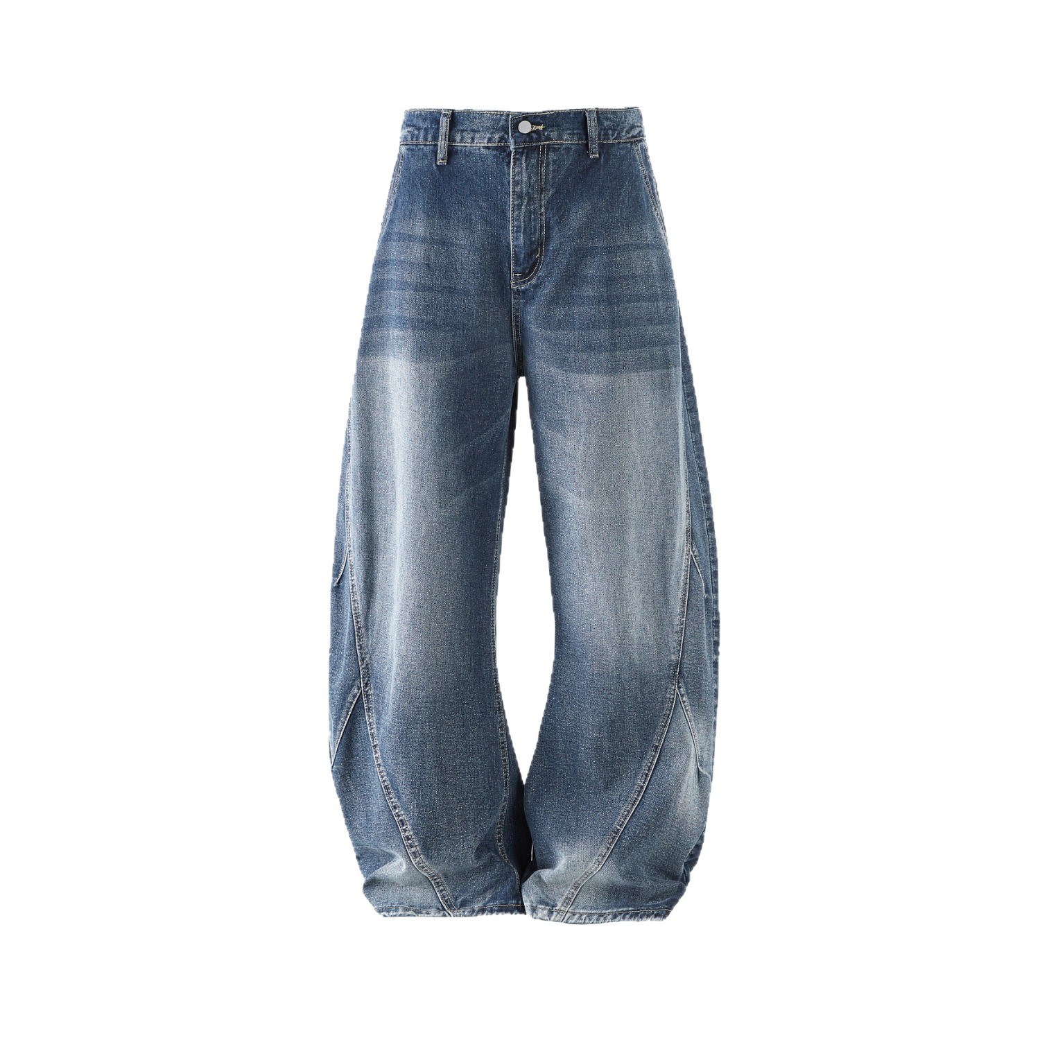 Men's Clothing Loose Straight Leg Jeans Scimitar Design Casual Wide Leg Mid Waist Polyester Spring Autumn Fashion_mkmklike.com