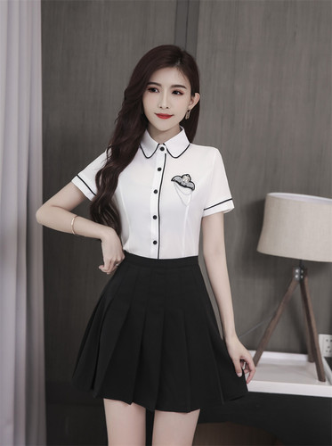 Single Top Summer New Style Sauna Technician Suit Slim Women's Hotel Foot Bath and Foot Therapy Single Top Single Top Single Top