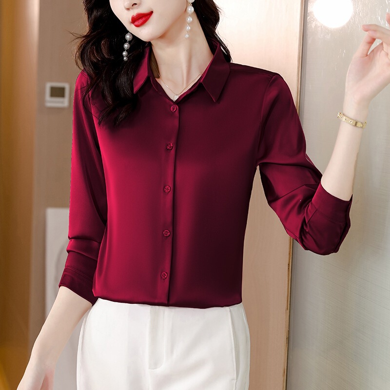 Brand Fashion Silk Shirt for Women 2026 Spring and Autumn Versatile Solid Color Professional Women's Shirt Mulberry Silk Women's Top Brand Fashion Silk Shirt for Women 2026 Spring and Autumn Versatile Solid Color Professional Women's Shirt Mulberry Silk Women's Top