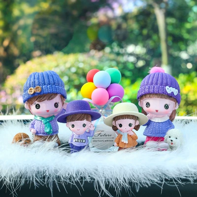 Car ornaments | Walking Dolls, Family Portraits - scarf-couple-mi-er-lele-color-balloon-big-feather