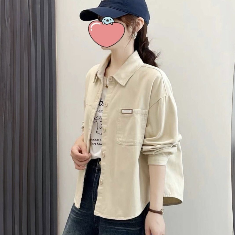 粉色短款外套女2025秋季新款宽松休闲百搭设计感小众衬衫潮|undefined