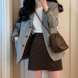 韩国东大门女装ins早秋复古气质 单排扣西装 职业装 长袖 西服
