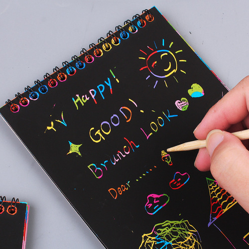 Medium Colorful Children's DIY Scratch Book Creative Sketch Graffiti Painting Book Kindergarten Student Stationery Drawing Book