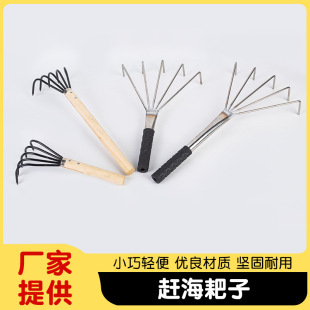 Stainless Steel Beach Rake for Digging Clams, Shells, and Cockles, Small Rake for Agricultural and Garden Soil Loosening