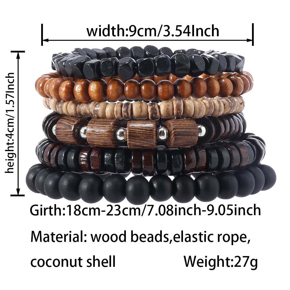 30g Weight Casual Retro Simple Style Geometric Elastic String Wood Beaded Men's Bracelets Men Beaded Bracelets