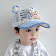 儿童防晒帽夏季遮阳帽宝宝帽子户外男孩鸭舌帽网格太阳帽
