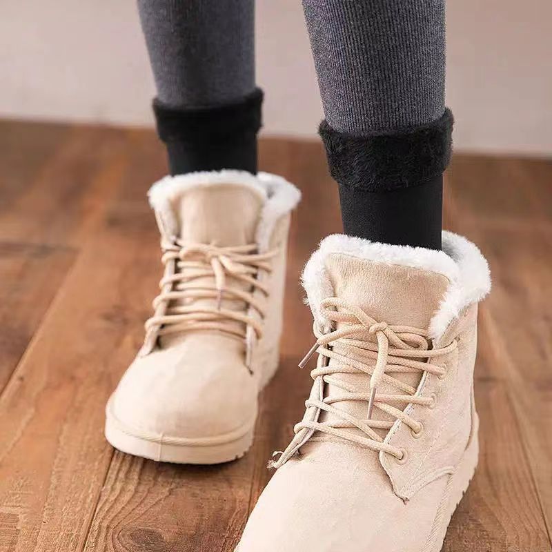 Autumn and winter socks fleece thickened medium tube warm snow socks meat color home men's and women's floor confinement short socks_voghion.com