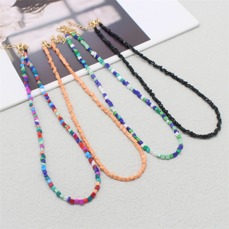 Basic Solid Color Beaded Glass Unisex Necklace 1 Piece