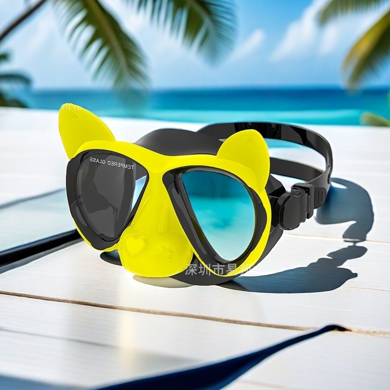 2024 Children's Diving Goggles, Ear Snorkeling Supplies, Silicone Mask, Diving Mask, Swimming Goggles, Anti-Choking, Anti-Fog