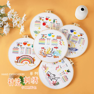 Original diy handmade embroidery material package submarine rainbow stitch combination entry-level beginner practice cross-border English