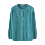 中老年女装24303-1开衫加工定制时尚提花纯色针织衫妈妈毛衣，女装针织衫/毛衣，妃慕昵服饰