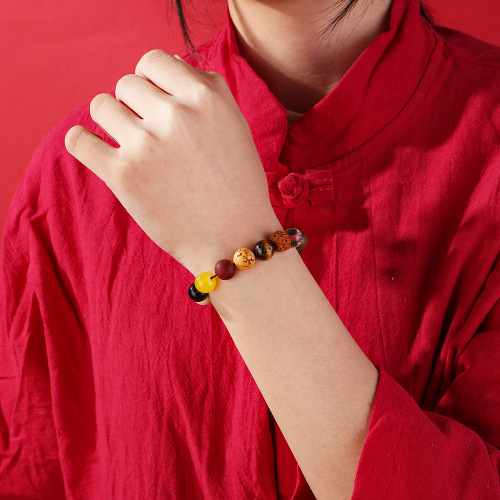 Eighteen-seed multi-treasure Buddha beads Bodhi bracelet, year of birth, hand-beaded 18-seed bracelet, temple scenic spot souvenir