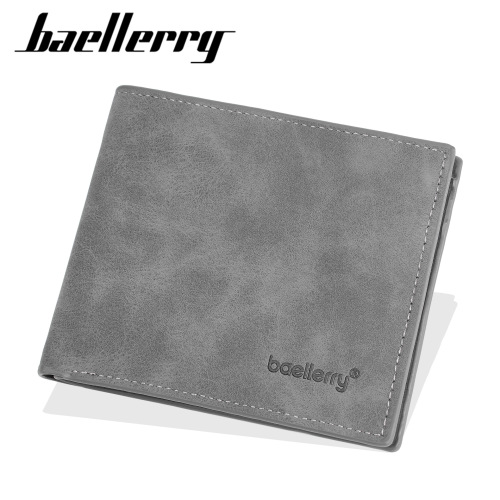 New men's short wallet baellerry cross-border minimalist multi-card slot two-fold money clip horizontal open-top ticket holder