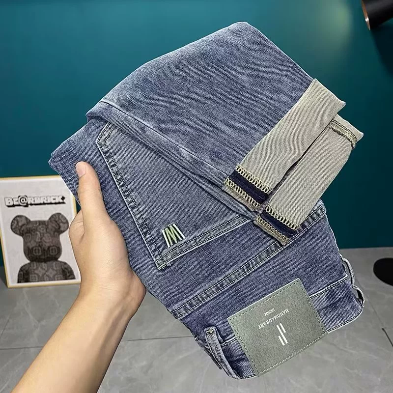 Elite jeans, thin trend trousers, with embroidery, Korean style