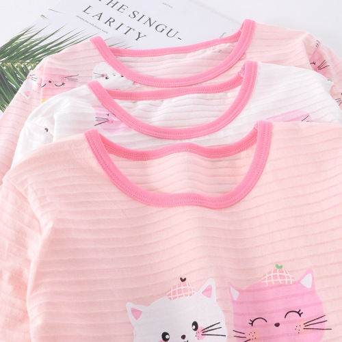 Children's bamboo cotton home clothes set  new girls long-sleeved air-conditioned clothes baby autumn clothes and long pants set