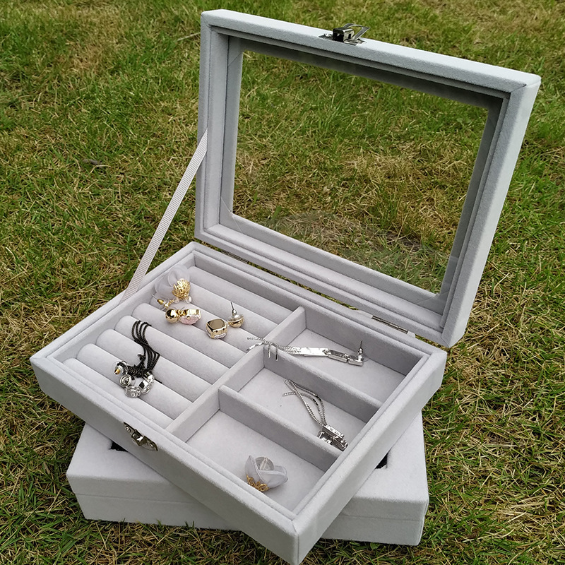 Nueva caja de joyería transparente collar anillo pulsera caja de almacenamiento hogar portátil de escritorio organizador caja de joyería al por mayor