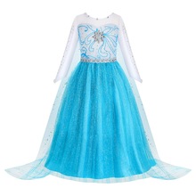2025冰雪奇缘爱莎公主裙Elsa艾莎女童长袖烫钻连衣裙圣诞儿童礼服