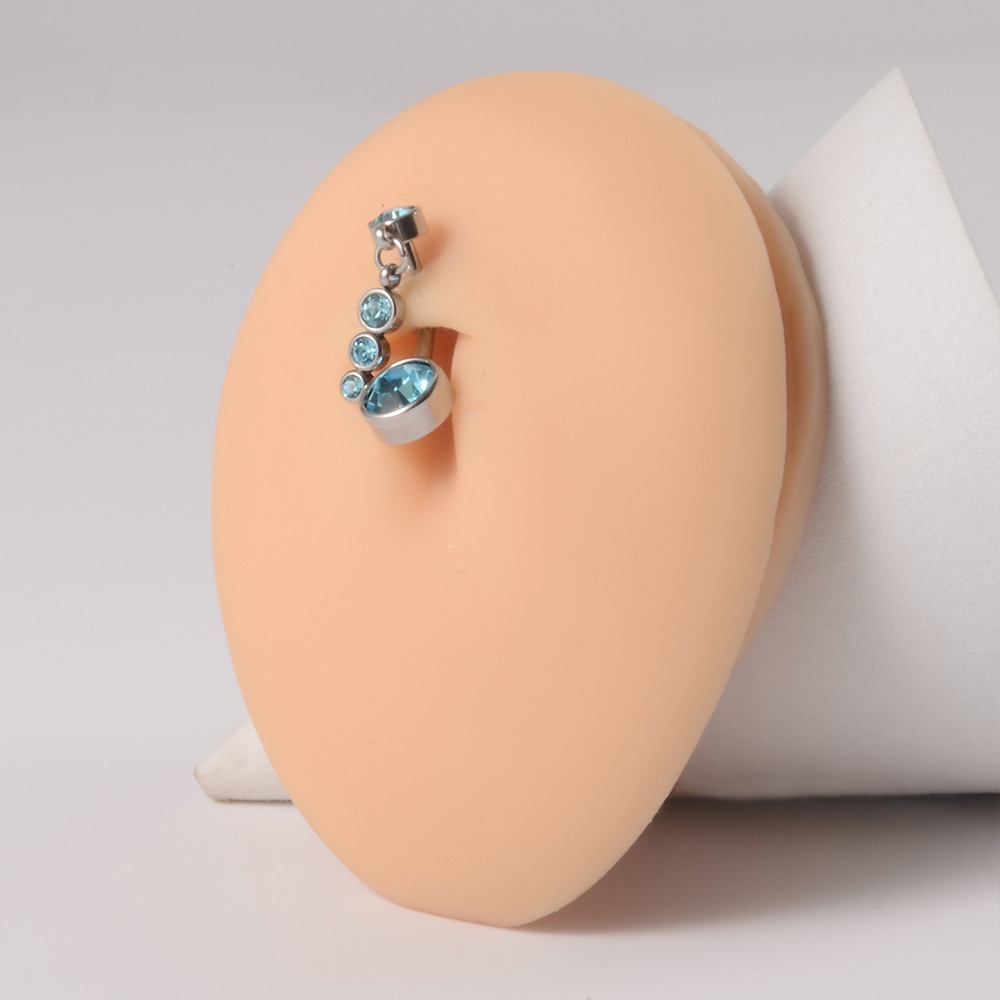 Simple Style Starry Sky Water Droplets Stainless Steel Plating Rhinestones Belly Ring 1 Piece
