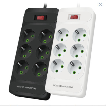 欧式6孔排插家用跨境多功能插排带开关欧规插座俄罗斯插线板批发