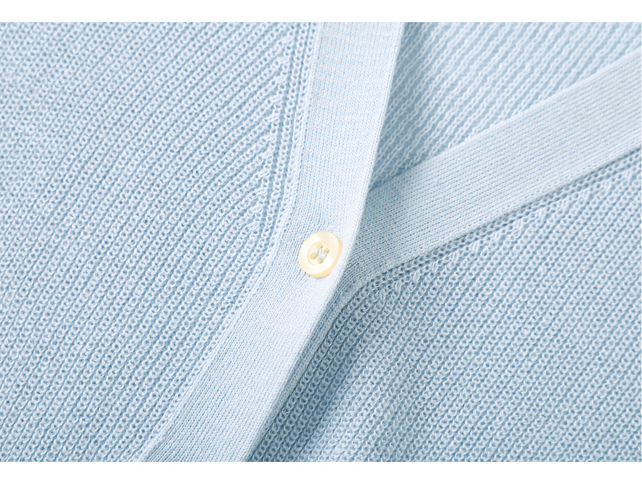 Áo cardigan nữ cổ V dệt kim sợi lanh siêu mịn, cúc màu, thoáng mát mùa hè — xanh lam chi tiết 30