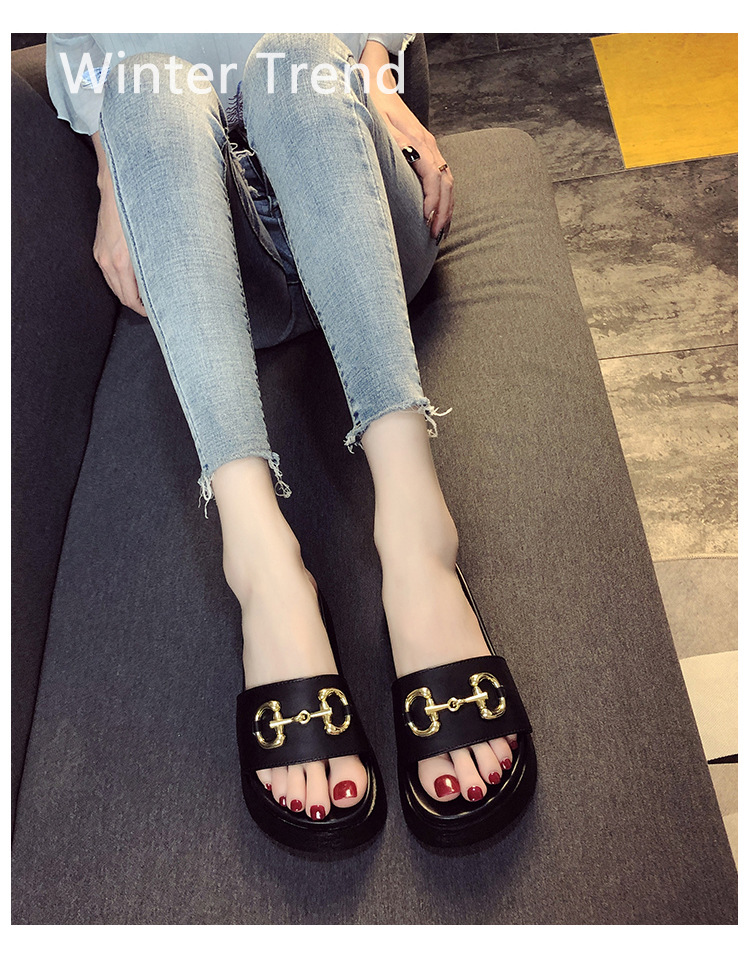 Genuine leather slippers women's summer wear thick bottom 2022 new fashion all-match net red small size 313233 beach shoes ins_voghion.com