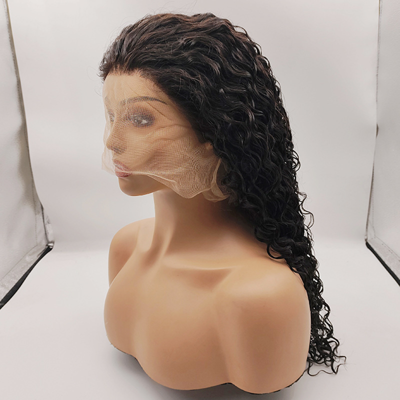European and American Human Hair Water Wave Full Lace Wigs Human Hair Front Lace Headgear Cross-Border